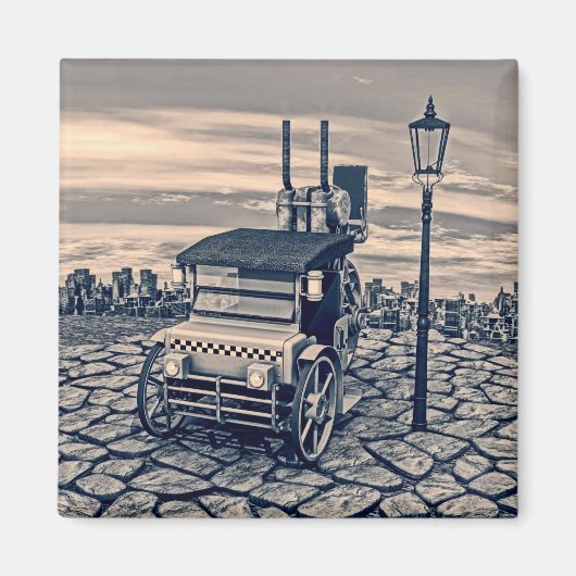 Retro Steam Cab-Taxi Magnet (Vorne)