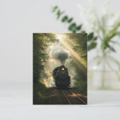 Retro Steam Train Forest Summer Sunlight Postkarte (Stehend Vorderseite)