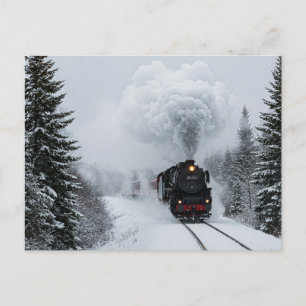 Retro Steam Train Winterschnee Postkarte