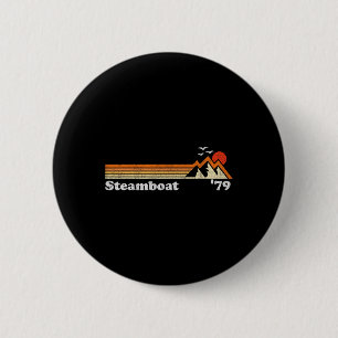 Retro Steamboat Ski Resort Colorado Snowboard Moun Button