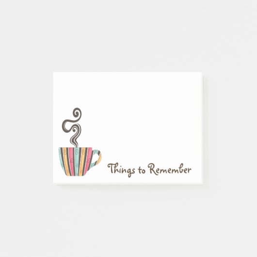 Retro Steaming Coffee Illustration Post-it Klebezettel (Vorderseite)