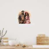 Retro-Steampunk-Eleganz - Distinguiertes Paar Ar Poster (Küche)