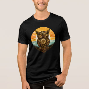 Retro-Steampunk-Eule-Vintage-Uhrwerk-Vogel-Kunst-D Tri-Blend Shirt