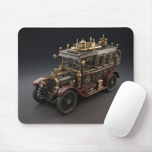 Retro Steampunk Police Cruiser Mousepad (Mit Mouse)