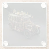 Retro-Steampunk-Polizeikreuzer Glasuntersetzer (Rückseite)