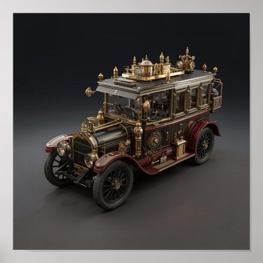 Retro-Steampunk-Polizeikreuzer Poster (Vorne)