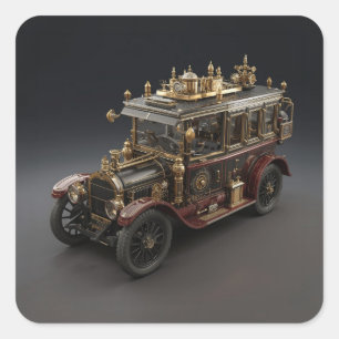 Retro-Steampunk-Polizeikreuzer Quadratischer Aufkleber