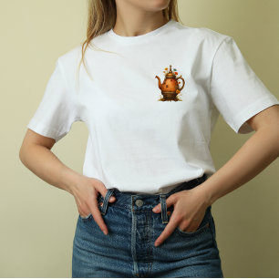 Retro-Steampunk-Teekanne mit Blumen T-Shirt