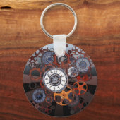 Retro-Steampunk-Uhrenteile, Gänge und Cockpits Schlüsselanhänger (Vorderseite)