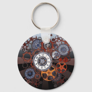 Retro-Steampunk-Uhrenteile, Zahnräder und Zahnräde Schlüsselanhänger