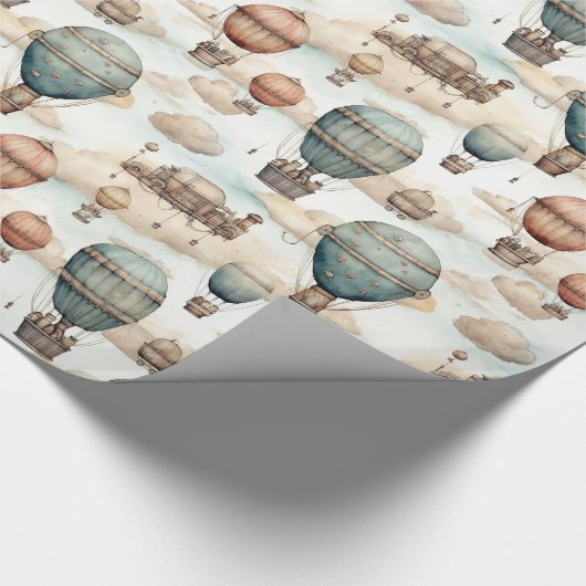 Retro Steampunk Vintag Zeppelin Geschenkpapier (Ecke)