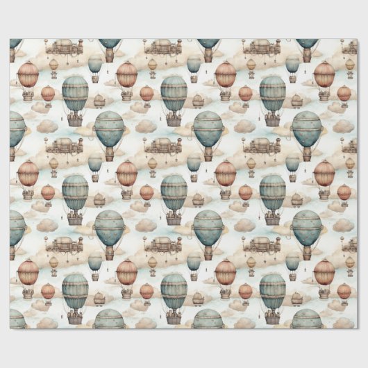 Retro Steampunk Vintag Zeppelin Geschenkpapier (Flach)