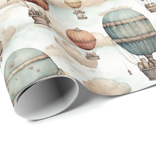 Retro Steampunk Vintag Zeppelin Geschenkpapier (Rolleneckpunkt)