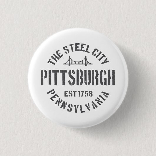 Retro Steel City Pittsburgh Pennsylvania Yinz vint Button (Vorderseite)