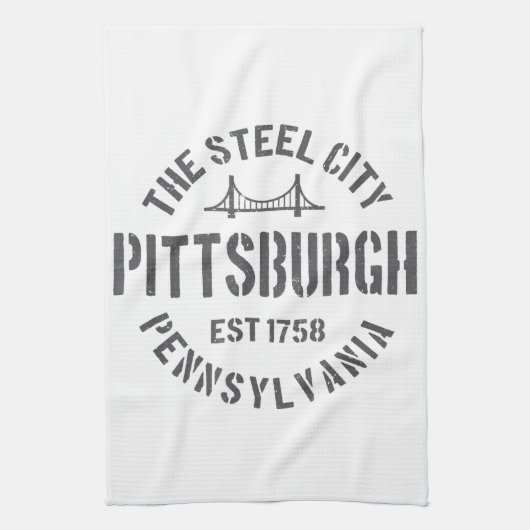 Retro Steel City Pittsburgh Pennsylvania Yinz vint Geschirrtuch (Vertikal)