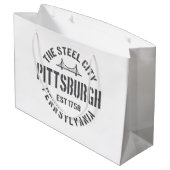 Retro Steel City Pittsburgh Pennsylvania Yinz vint Große Geschenktüte (Rückseite Schrägansicht)