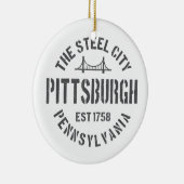 Retro Steel City Pittsburgh Pennsylvania Yinz vint Keramik Ornament (Rechts)