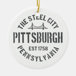 Retro Steel City Pittsburgh Pennsylvania Yinz vint Keramik Ornament