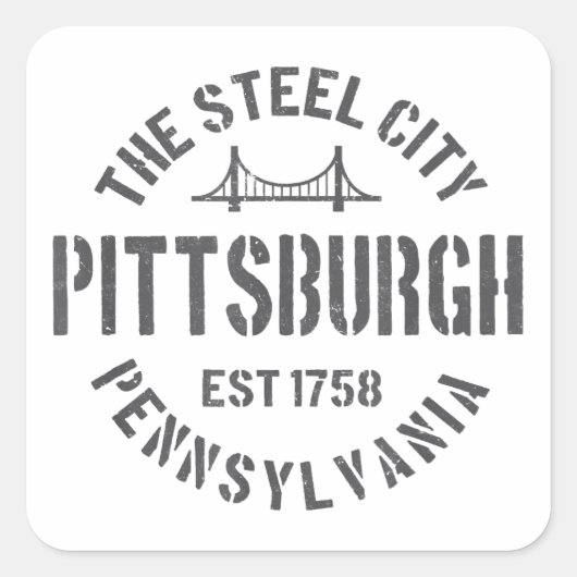 Retro Steel City Pittsburgh Pennsylvania Yinz vint Quadratischer Aufkleber (Vorderseite)