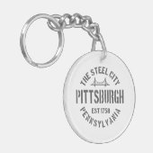 Retro Steel City Pittsburgh Pennsylvania Yinz vint Schlüsselanhänger (Vorderseite links)