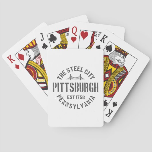Retro Steel City Pittsburgh Pennsylvania Yinz vint Spielkarten (Rückseite)