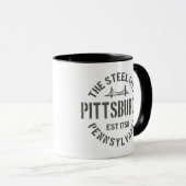 Retro Steel City Pittsburgh Pennsylvania Yinz vint Tasse (VorderseiteRechts)