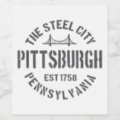 Retro Steel City Pittsburgh Pennsylvania Yinz vint Weinetikett (Einzelnes Label)