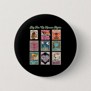 Retro-Stempel großer Fan der Menschenrechte lustig Button