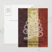 Retro Stencil Weihnachtsbaum Postcard Feiertagspostkarte (Vorne/Hinten)