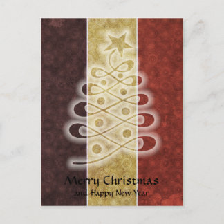 Retro Stencil Weihnachtsbaum Postcard Feiertagspostkarte