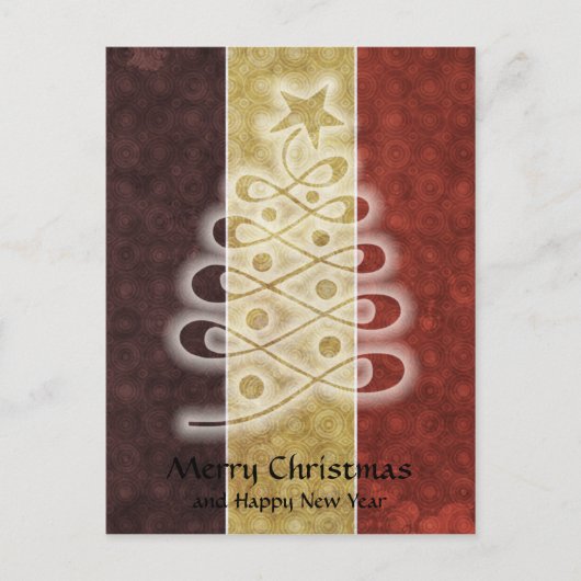 Retro Stencil Weihnachtsbaum Postcard Feiertagspostkarte (Vorderseite)