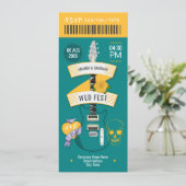 Retro Stereo Rock ’n’ Roll Wedding Ticket Einladung (Stehend Vorderseite)