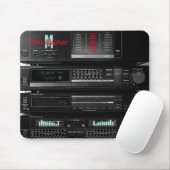 Retro Stereo System Black Mousepad (Mit Mouse)