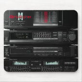 Retro Stereo System Black Mousepad (Vorne)