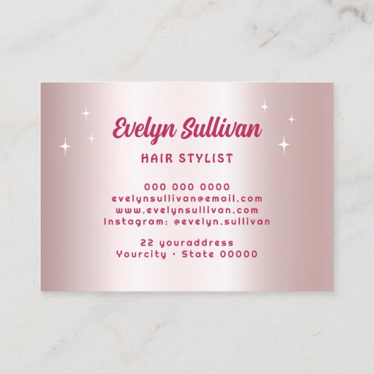 Retro-Sterne Drehbücher Imitate Rose Goldfolie Visitenkarte (Rückseite)