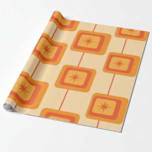 Retro-Sterne im Mid-Century-Stil auf abstrakten Qu Geschenkpapier