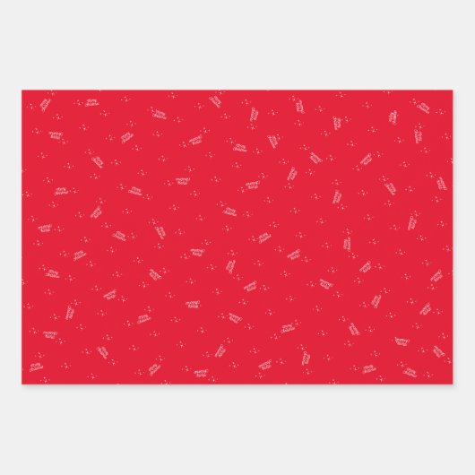 Retro Sterne Rot Frohe Weihnachten Geschenkpapier Set (Vorderseite 2)