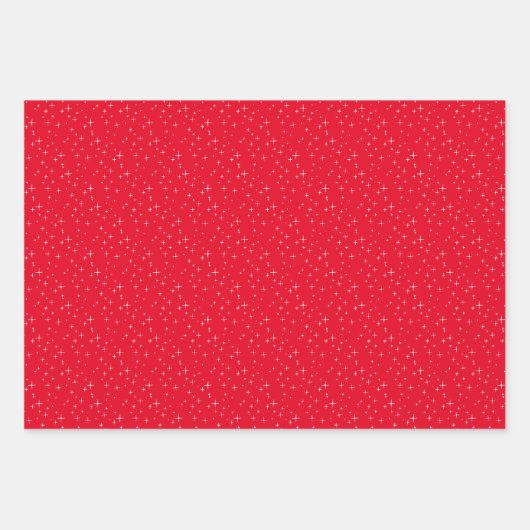 Retro Sterne Rot Frohe Weihnachten Geschenkpapier Set (Vorderseite)