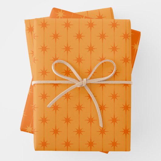 Retro-Sterne und Punkte im Atomic-Stil der Mitte d Geschenkpapier Set (Beispiel)