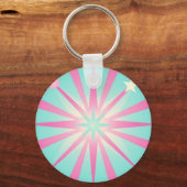 Retro-Sternenexplosion Pink-Mint-Glanz Schlüsselanhänger (Rückseite)