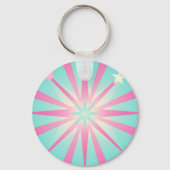Retro-Sternenexplosion Pink-Mint-Glanz Schlüsselanhänger (Rückseite)