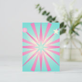 Retro-Sternenexplosion Pink Mint Glow Postkarte (Stehend Vorderseite)