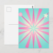 Retro-Sternenexplosion Pink Mint Glow Postkarte (Vorne/Hinten)