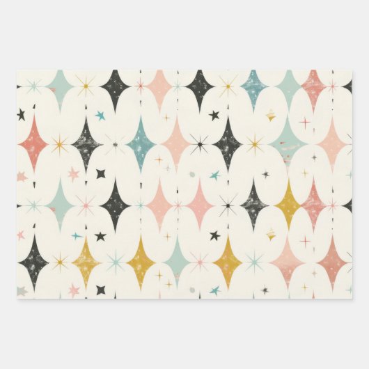 Retro-Sternenmuster Geschenkpapier Set (Vorderseite 2)