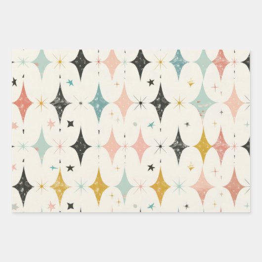Retro-Sternenmuster Geschenkpapier Set (Vorderseite)