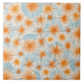 Retro Sternexplosion blau, orange Fliese (Vorderseite)