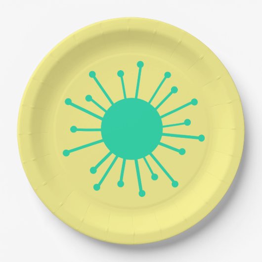 Retro-Sternexplosion des Mitteljahrhunderts Pappteller (Vorderseite)