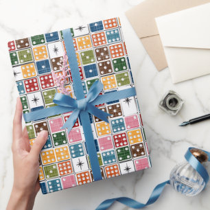 Retro Sternexplosion Dominoes Geschenkpapier