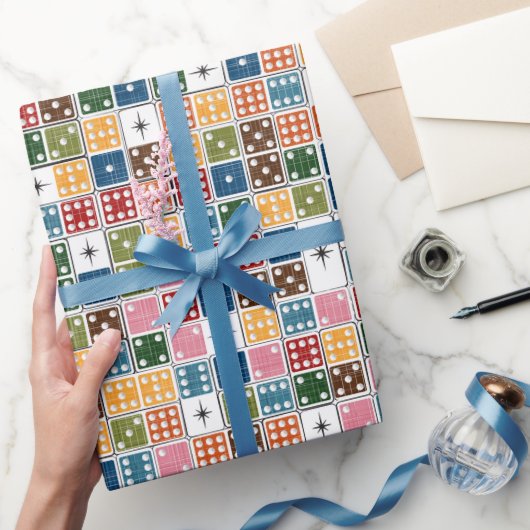 Retro Sternexplosion Dominoes Geschenkpapier (Schenken)
