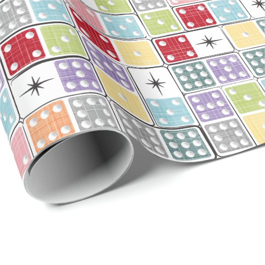 Retro Sternexplosion Dominoes Geschenkpapier (Rolleneckpunkt)